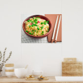 Poster Bol Brown avec une portion de riz cuit (Cuisine)