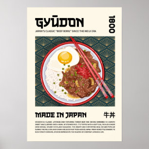 Poster Bol de boeuf japonais traditionnel Gyudon