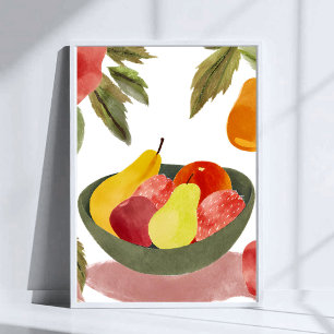 Poster Bol de fruits   Aquarelle Citrus