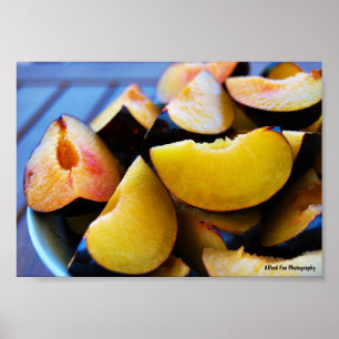 Poster Bol de fruits de prunes tranchées