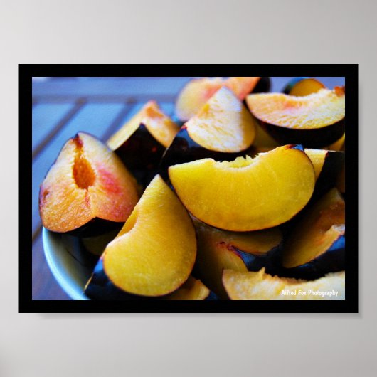 Poster Bol de fruits de prunes tranchées (Devant)