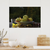 Poster Bol de pommes et de feuilles (Cuisine)