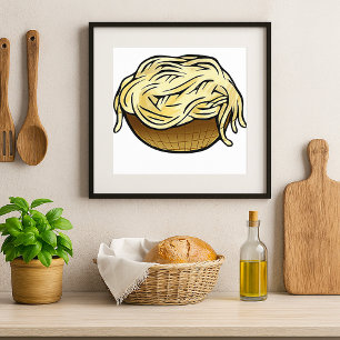 Poster Bol de spaghetti Alimentation de nouilles de pâtes