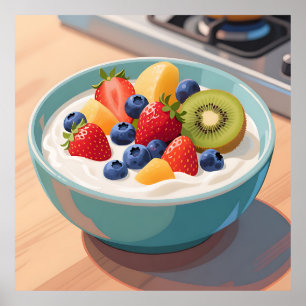 Poster Bol de yaourt aux fruits frais