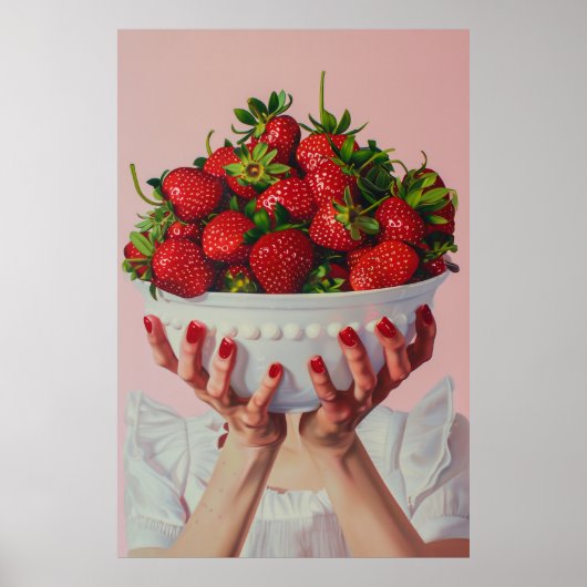 Poster Bol débordant de fraises (Devant)