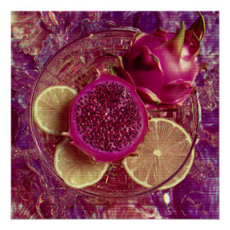 Poster Bol vibrant de fruit du dragon et citron