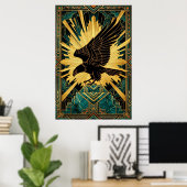 Poster Bold Art Deco Eagle Flight Gold & Black (Bureau à domicile)