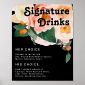 Poster Bold Colorful Floral | Black Signature Drinks Sign (Devant)