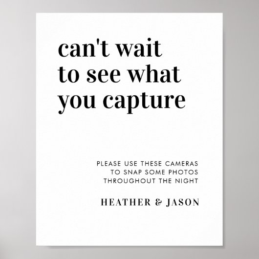 Poster Bold Modern Wedding Disposable Camera Sign (Devant)