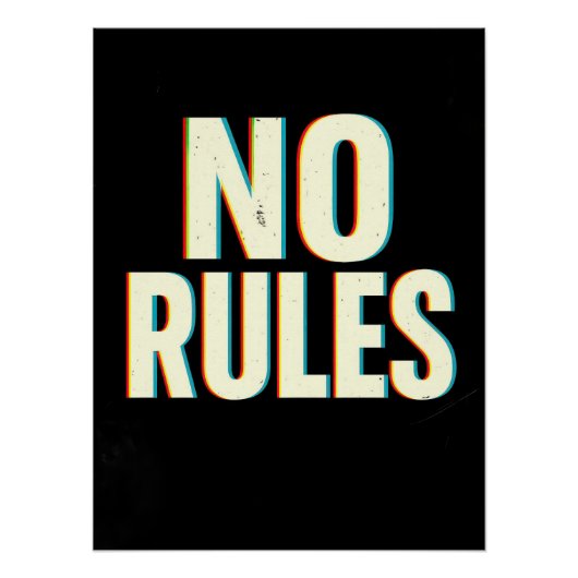 Poster Bold "No Rules" Glitch Effect Typography Art (Devant)