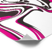 Poster Bold Pink, Black and white Abstract Swirls (Coin)