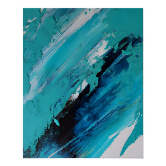 Poster Bold Teal Blue Abstract Energy Flow (Devant)