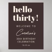 Poster Bold Typography Brown Modern 30th Birthday Welcome (Devant)