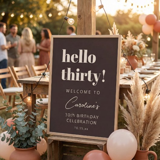 Poster Bold Typography Brown Modern 30th Birthday Welcome