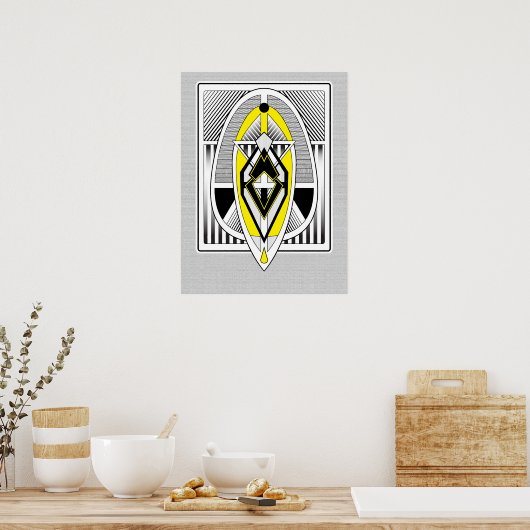 Poster Bold Yellow & Black Geometric Art Deco Design (Cuisine)