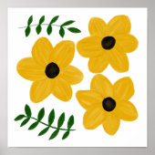 Poster Bold Yellow Modern Flower Graphic Painting (Devant)