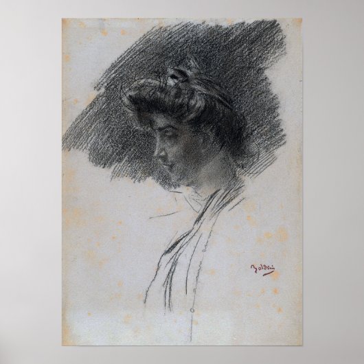 Poster Boldini - Buste d'une jeune femme de profil (Devant)