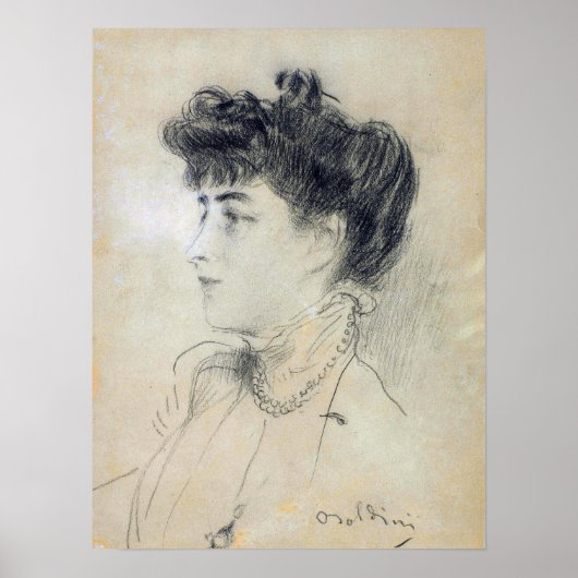 Poster Boldini - Dame au collier de perles (Devant)