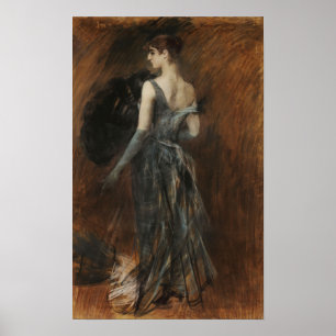 Poster Boldini - Femme blonde en robe du soir