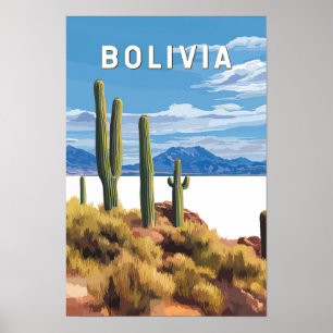 Poster Bolivie Illustration Voyage Art Vintage
