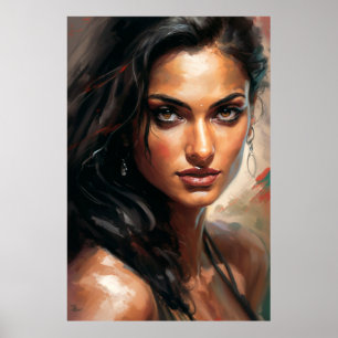 Poster Bollywood Star Indienne Portrait Peinture à l'huil