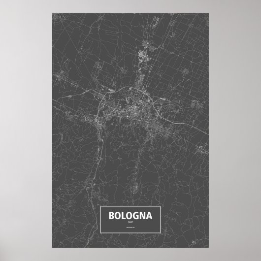 Poster Bologne, Italie (blanc sur noir) (Devant)