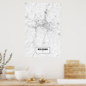 Poster Bologne, Italie (noir sur blanc) (Cuisine)