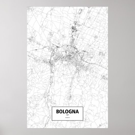 Poster Bologne, Italie (noir sur blanc) (Devant)