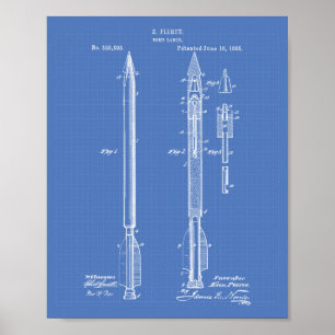 Poster Bomb Lance 1885 Brevet Art Plan directeur