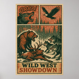 Poster Bombardement d'animaux sauvages de l'Ouest