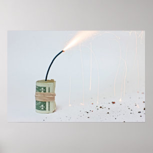 Poster Bombe du dollar sur le fond clair