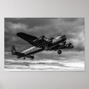 Poster Bombe Lancaster Dans Le Ciel Mono