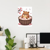Poster Bombes de bain Relaxation Capybara Jacuzzi Fleurs (Bureau à domicile)