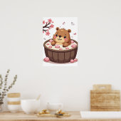 Poster Bombes de bain Relaxation Capybara Jacuzzi Fleurs (Cuisine)