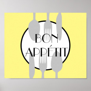 Poster bon appetit cuisine citation bold moderne chic