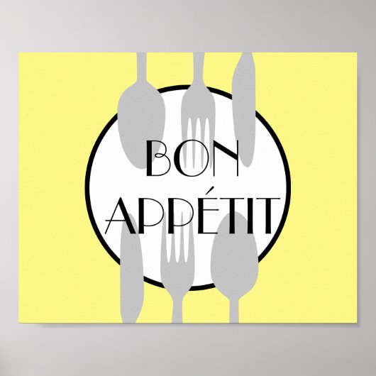 Poster bon appetit cuisine citation bold moderne chic (Devant)