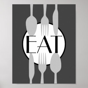 Poster bon appetit cuisine citation bold moderne chic
