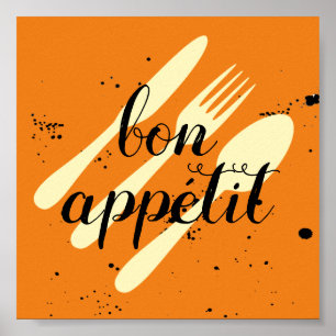 Poster bon appetit cuisine citation mot art moderne
