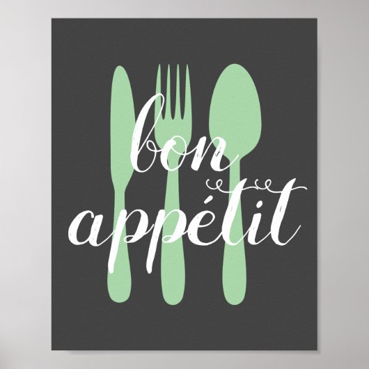 Poster bon appetit cuisine citation mot art moderne (Devant)