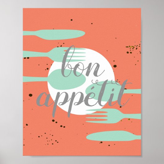 Poster bon appetit cuisine citation mot art moderne (Devant)