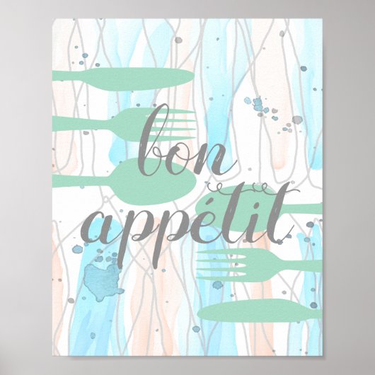 Poster bon appetit cuisine citation mot art moderne (Devant)
