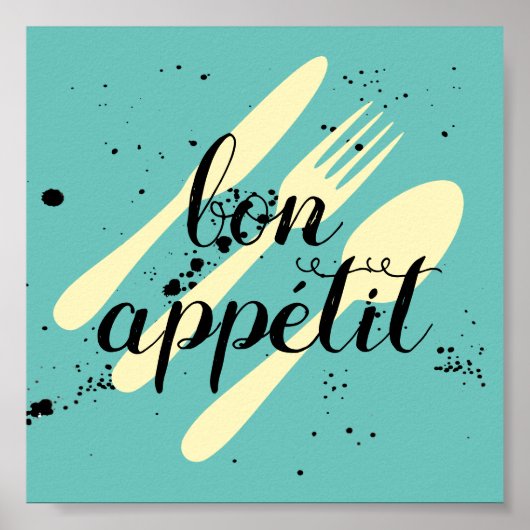 Poster bon appetit cuisine citation mot art moderne (Devant)