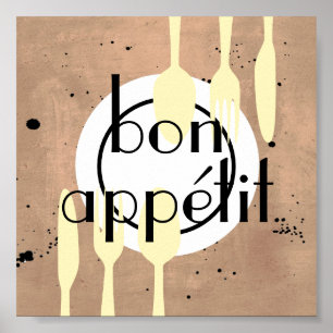 Poster bon appetit cuisine citation mot art moderne