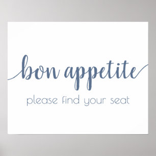 Poster Bon appétit simple   Dusty Blue Any Event Sign