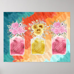 Poster Bon ensemble de chance trois bouquet de bouteille 