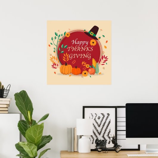 Poster bon thanksgiving (Bureau à domicile)