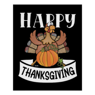 Poster BON THANKSGIVING action de grâce drôle