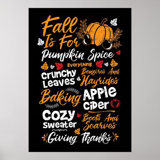 Poster Bon thanksgiving Automne est pour épices Citrouill (Devant)