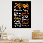 Poster Bon thanksgiving Automne est pour épices Citrouill (Cuisine)