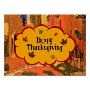 Poster Bon thanksgiving, Couleurs Automnes,